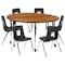 Flash Furniture Mobile 60" Circle Wave Oak Table Set-16" Chairs XU-GRP-16CH-A60-HCIRC-OAK-T-A-CAS-GG - alternate 4